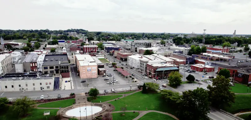 Aerial view of downtown Oak Grove, KY