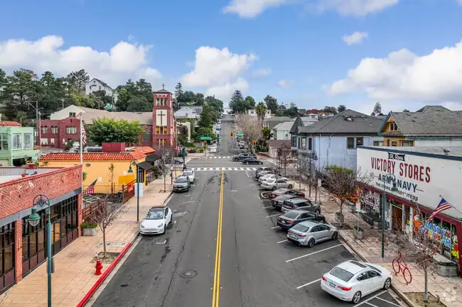 Historic downtown Vallejo, CA street with Victorian storefronts